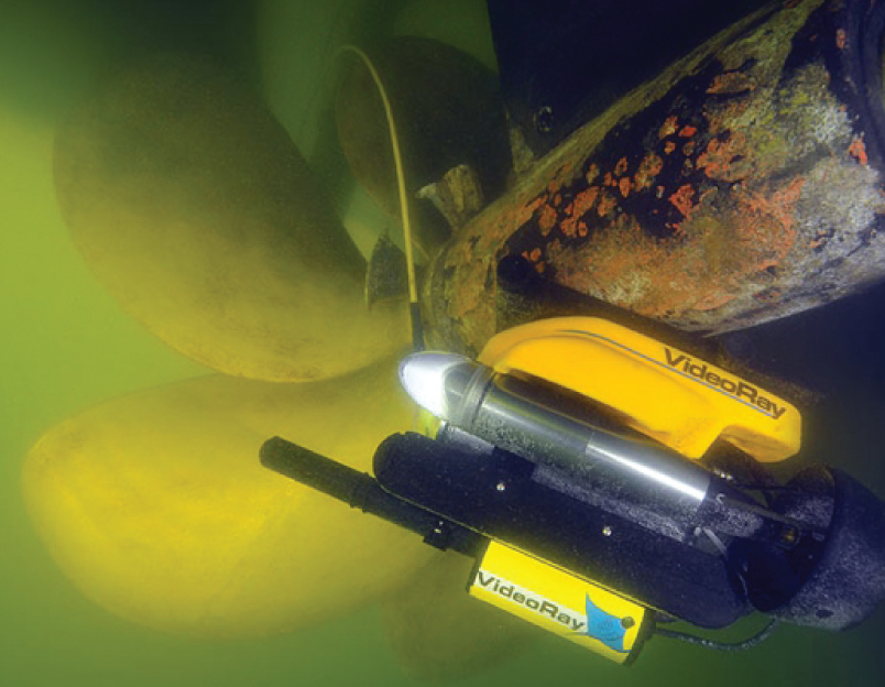 Underwater view of the remotely operated vehicle